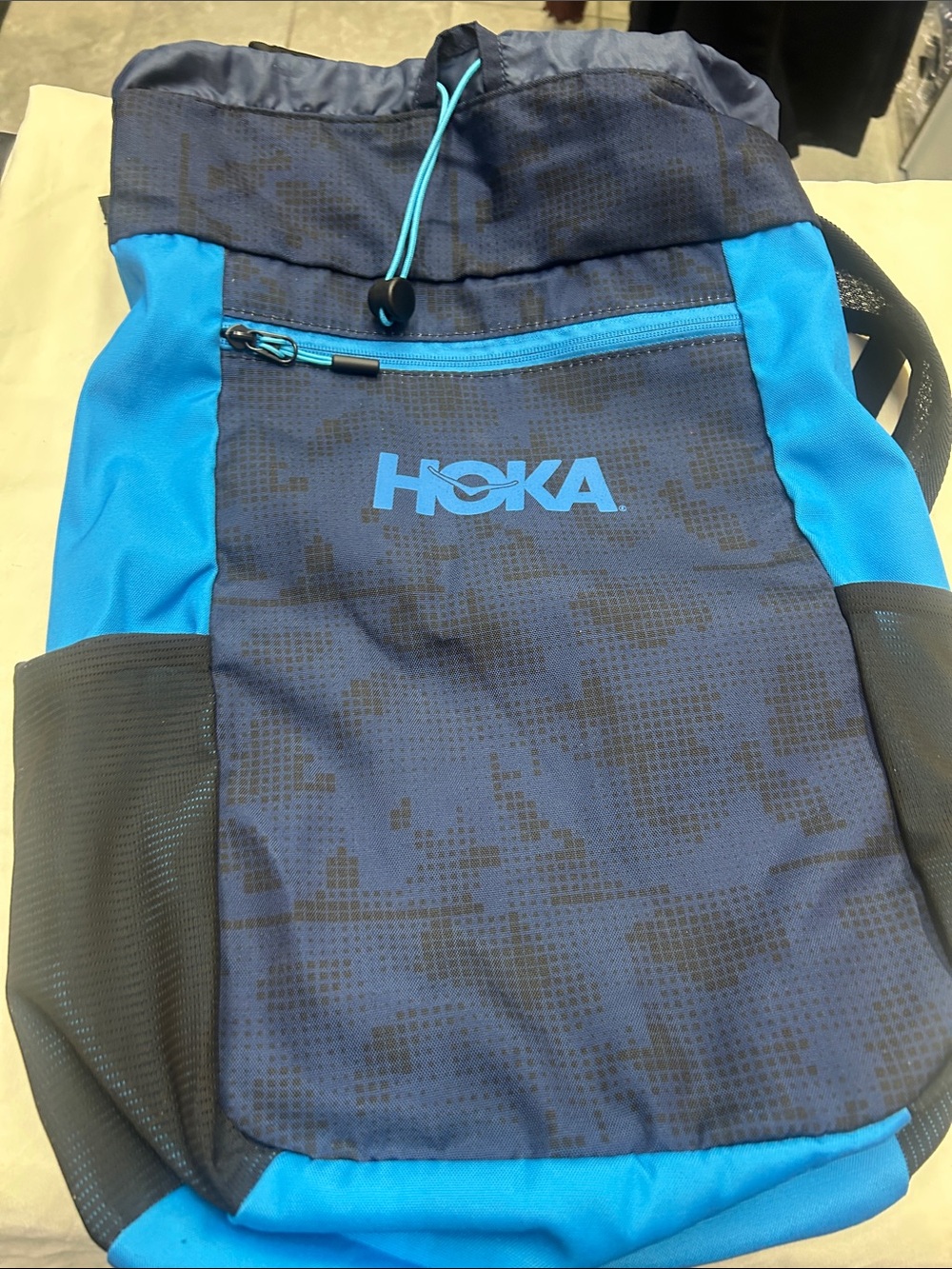 Hoka Navy and Bright Blue Drawstring Backpack NEW